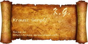 Krausz Gergő névjegykártya